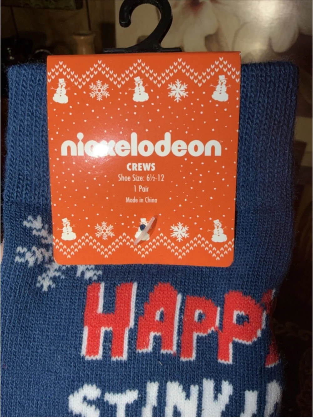 'Happy Stinkin Holiday' Christmas Ren & Stimpy Nickelodeon Crew Socks - One Pair